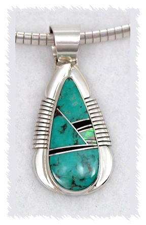 Native American Sterling Silver Turquoise Pendant