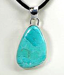 Hand made Native American Indian Jewelry; Navajo Sterling Silver Turquoise Pendant