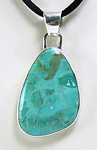 Hand made Native American Indian Jewelry; Navajo Sterling Silver Turquoise Pendant