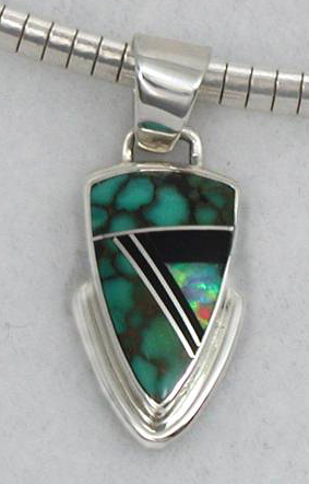 Native American Sterling Silver Turquoise Pendant