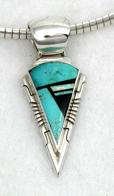 Native American Sterling Silver Turquoise Pendant