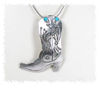 Hand made Native American Indian Jewelry; Navajo Sterling Silver Boot