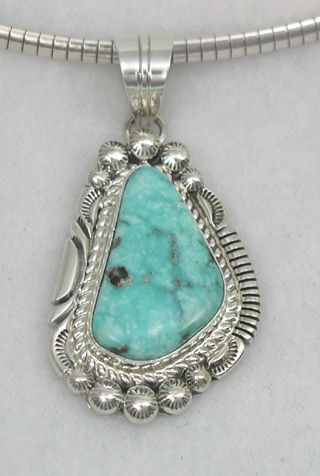 Native American Sterling Silver Turquoise Pendant