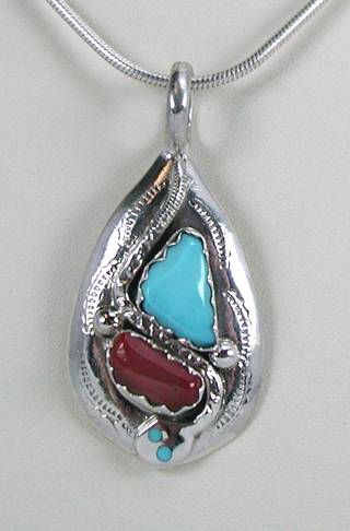 Native American Sterling Silver Turquoise Pendant