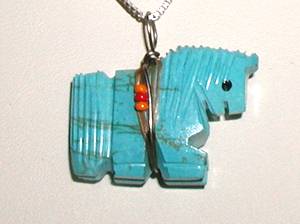 Zuni Turqoise Horse Pendant