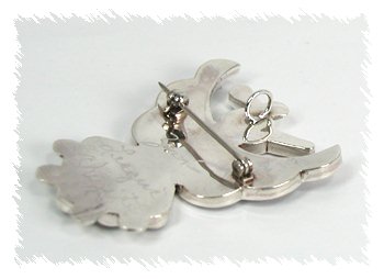 Hand made Native American  Zuni Indian Jewelry; Navajo Sterling Silver Sunface Gods Eye pin pendant