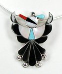 Zuni sterling silver Thunderbird pin pendant