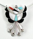 Zuni sterling silver Thunderbird pin pendant