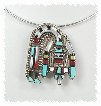 Hand made Native American  Zuni Indian Jewelry; Navajo Sterling Silver Sunface Gods Eye pin pendant