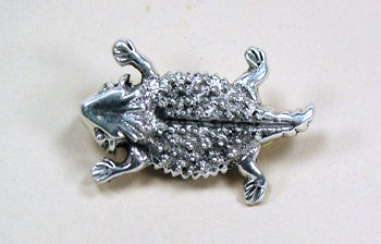Hand made Native American  Navajo Indian Jewelry; Navajo Sterling Silver Turquoise Horned Lizard pin pendant