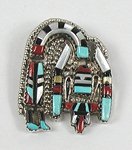 Zuni sterling silver Thunderbird pin pendant