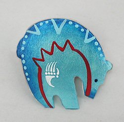 Hand carved bone bear fetish pin pendant