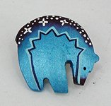 Hand carved bone bear fetish pin pendant