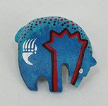 Hand carved bone bear fetish pin pendant
