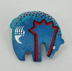 Hand carved bone bear fetish pin pendant