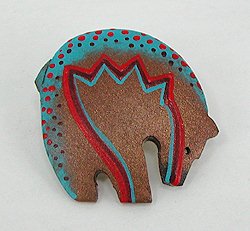 Hand carved bone bear fetish pin pendant