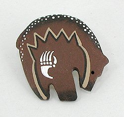Hand carved bone bear fetish pin pendant