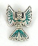 Native American Navajo Indian  chip inlay peyote bird pin pendant