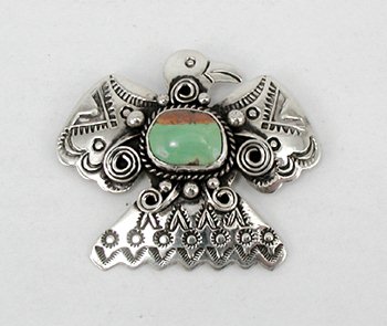 Native American  Navajo Indian Sterling Silver Thunderbird  pin pendant