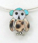 Hand made Native American Indian Jewelry; Navajo Sterling Silver owl pin pendant