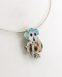 Native American  Zuni Indian Sterling Silver Owl pin pendant