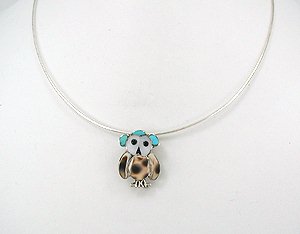 Native American  Zuni Indian Sterling Silver Owl pin pendant
