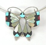 Navajo Sterling Silver butterfly pin pendant