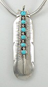 Navajo Sterling Silver turquoise feather Pin Pendant