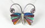 Zuni sterling silver inlay butterfly pin pendant