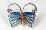 Zuni sterling silver inlay butterfly pin pendant