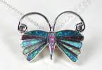 Zuni sterling silver inlay butterfly pin pendant