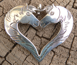 Hand made Native American Indian Jewelry; Navajo Sterling Silver horse pin pendant