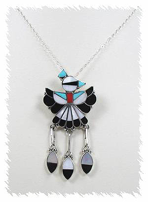 Hand made Native American  Zuni Indian Jewelry; Navajo Sterling Silver Thunderbird pin pendant