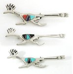 Navajo sterling silver turquoise inlay  roadrunner pin