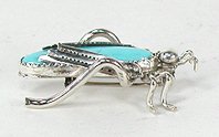 Navajo sterling silver turquoise grasshopper pin