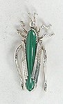 Navajo sterling silver malachite grasshopper pin