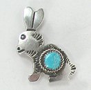 Navajo sterling silver turquoise rabbit pin