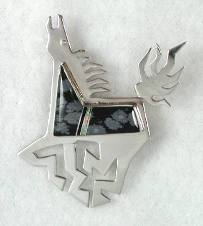 Hand made Native American Indian Jewelry; Navajo Sterling Silver horse pin