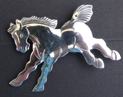 Hand Made Native American Indian Sterling Silver Horse Pins
