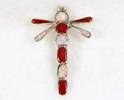 Zuni Native American Sterling Silver, Coral and Opal Dragonfly Pin