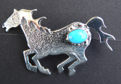 Hand Made Native American Indian Sterling Silver Horse Pins