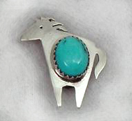 Hand made Native American Indian Jewelry; Navajo Sterling Silver horse pin