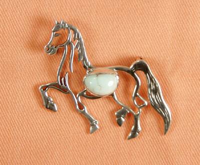 Hand made Native American Indian Jewelry; Navajo Sterling Silver horse pin