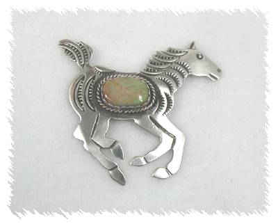 Hand made Native American Indian Jewelry; Navajo Sterling Silver horse pin