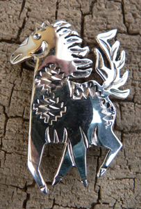 Hand Made Native American Indian Sterling Silver Horse Pins