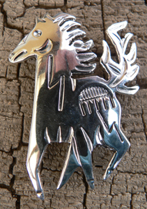 Hand Made Native American Indian Sterling Silver Horse Pins