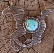 Hand made Native American Indian Jewelry; Navajo Sterling Silver horse pin