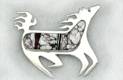 Native American made Sterling Silver and stone horse pin
