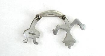 Hand made Native American  Navajo Indian Jewelry; Navajo Sterling Silver Sunface Gods Eye pin Pin