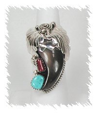 Navajo Sterling Silver Bearclaw ring